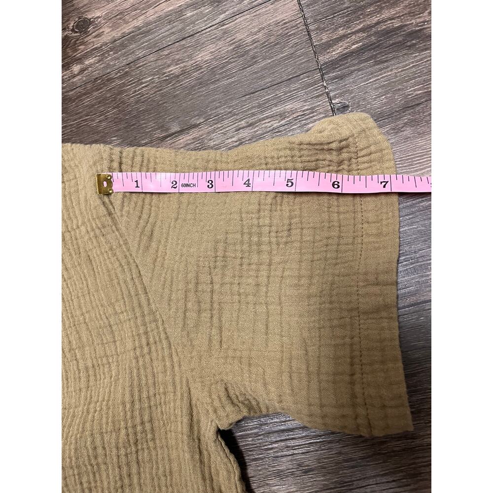 SOLD Organic Cotton Gauze Henley Top S Boho Coastal Grandmacore Olive Tan - Picture 10 of 11